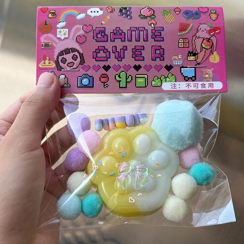 Новая игрушка-фиджет Мини-мягкие игрушки Kawaii Плюшевая кошачья лапка Прозрачный куб Игрушка для снятия стресса