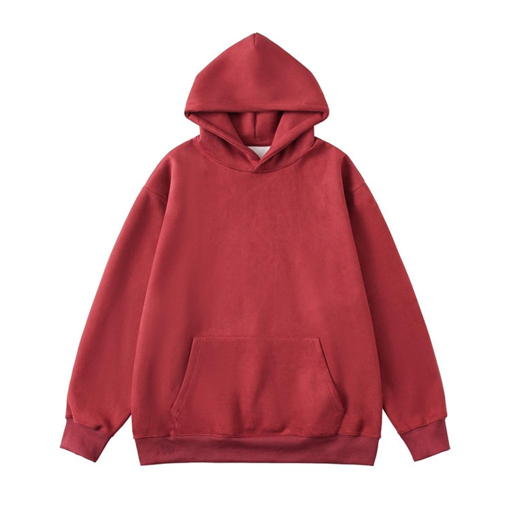 Осенний мужской замшевый гладкий свитер с капюшоном, новый большой базовый размер