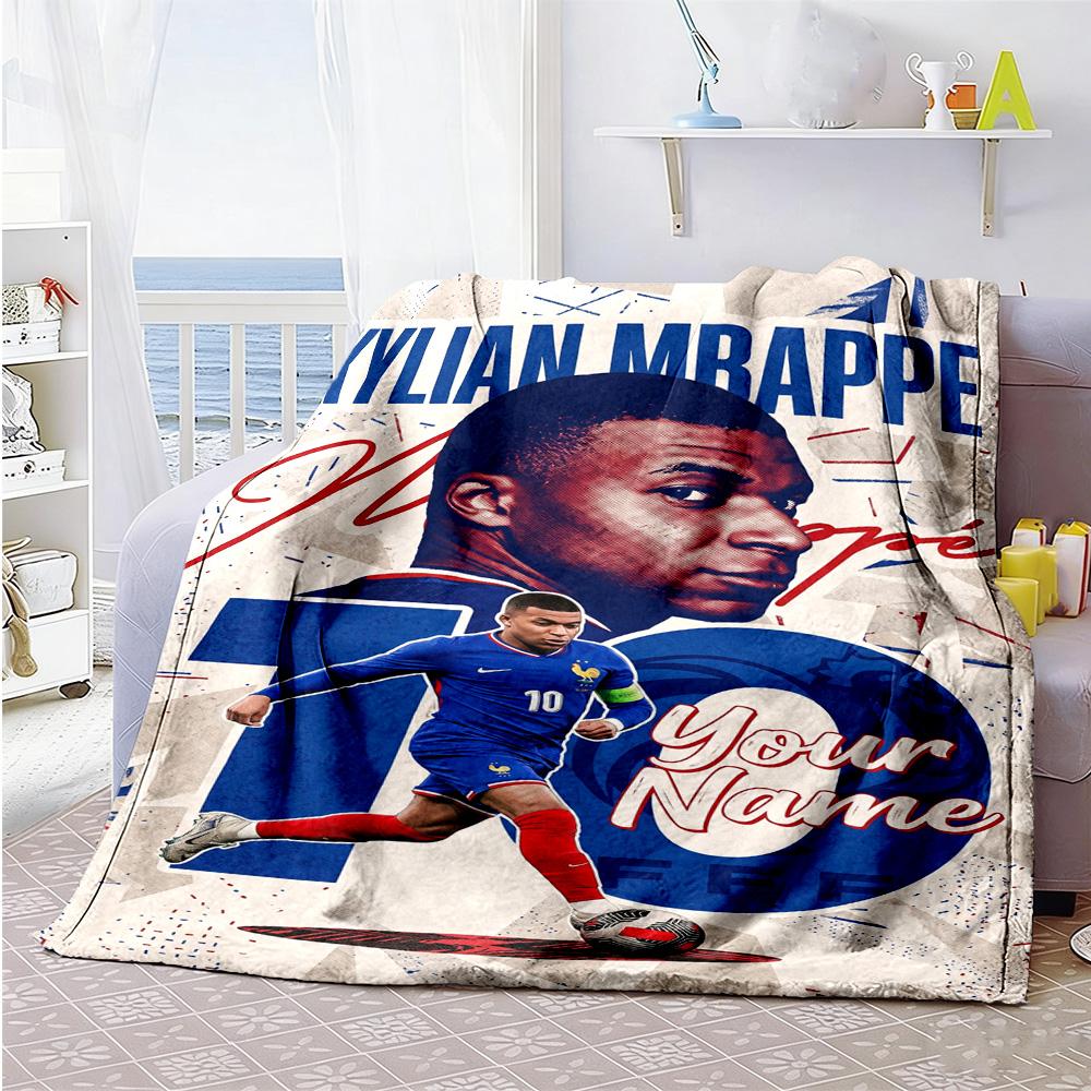 Mbappe Personalized Name Blanket Gift Customizable Blanket Ultrasoft Perfect For Bed Office Bedding Nap For All Occasions