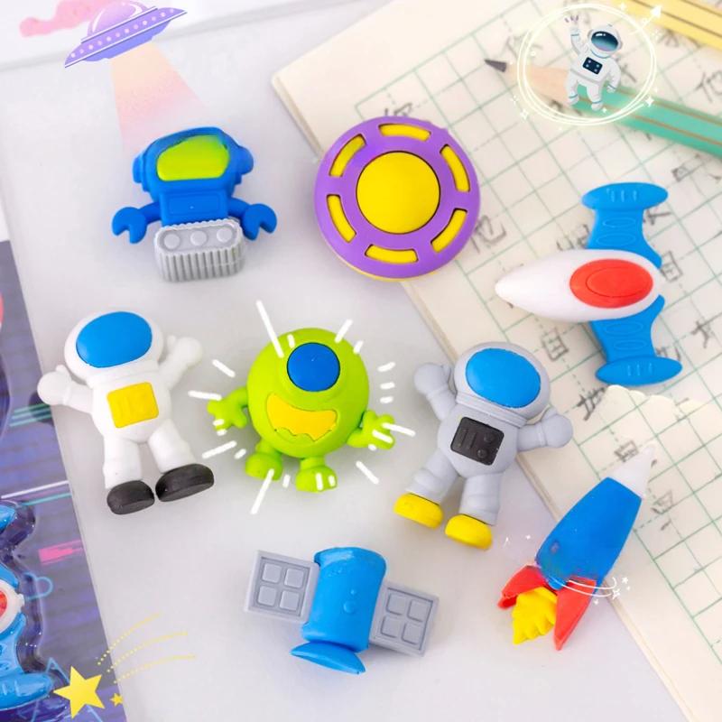 Креативный милый мультфильм астронавт инопланетянин космический корабль спутниковый ластик школьные канцелярские принадлежности школьные принадлежности детский подарок офисные аксессуары