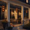 Indoor Outdoor Festive Decor Triple Jack-O'-Lantern Acrylic Hanging Ornament, Vine Fall Pumpkin Wall Decor, Stained Creative Halloween Seasonal