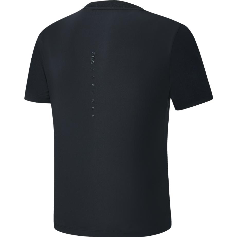 Fila Однотонная футболка с круглым вырезом и короткими рукавами, мужские топы, глубокий черный A11M327108FBK