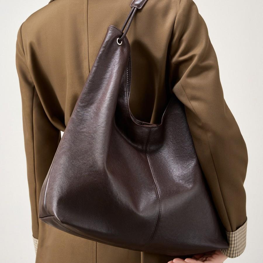 Vegetable Tanned Cowhide Popular Large-Capacity Textured Tote Bag Versatile Shoulder Class Underarm Commuter Bag