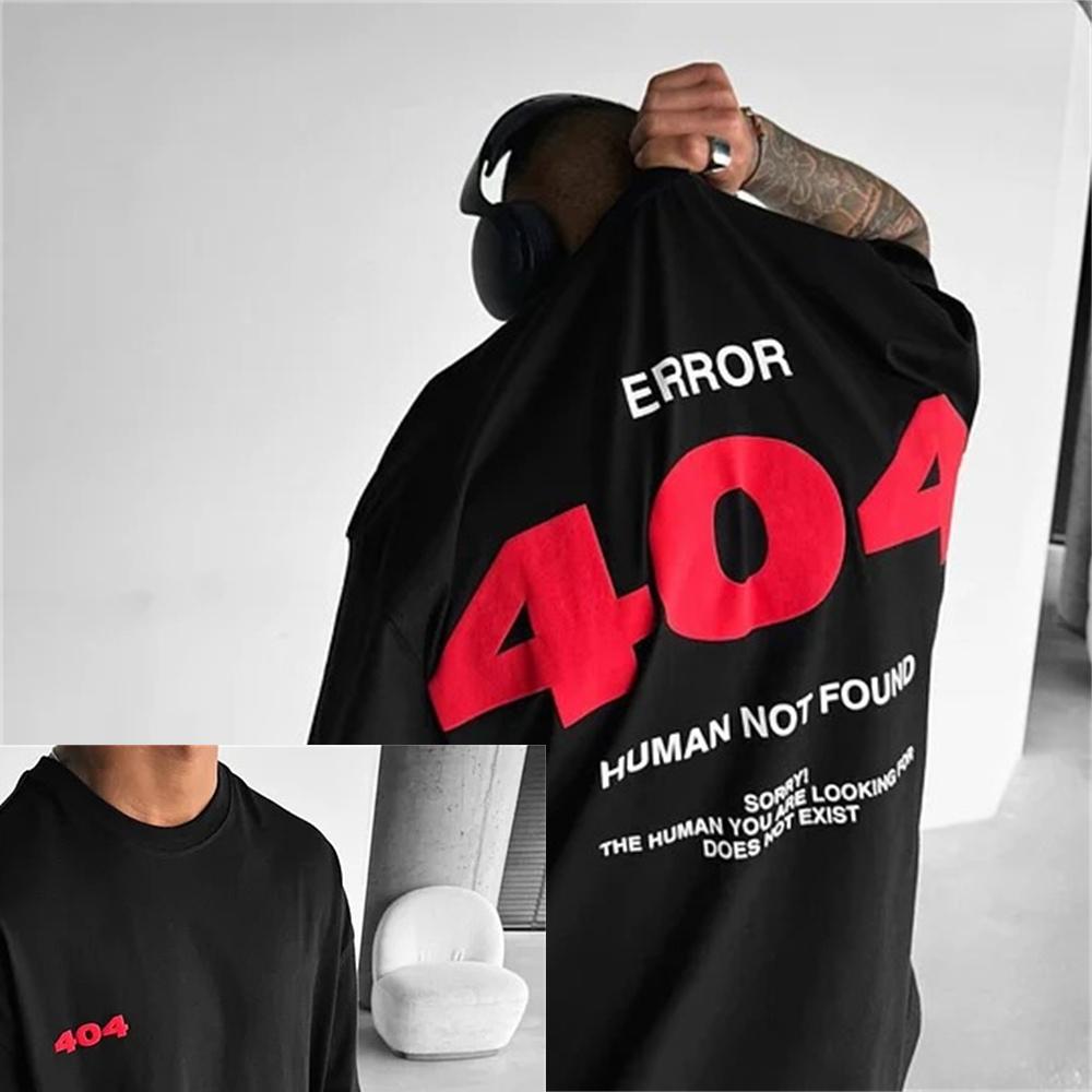 404 Graphic Men's T-Shirt Letter Printed Short Sleeve T Shirt for Men Summer Harajuku Street Y2K Cotton Tops Casual Clothing
