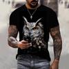 Animal Owl Graphic 3D Printed Summer Men's O-Neck T-shirt Casual Short Sleeve Oversized Pullover Fashion Streetwear Men Clothing