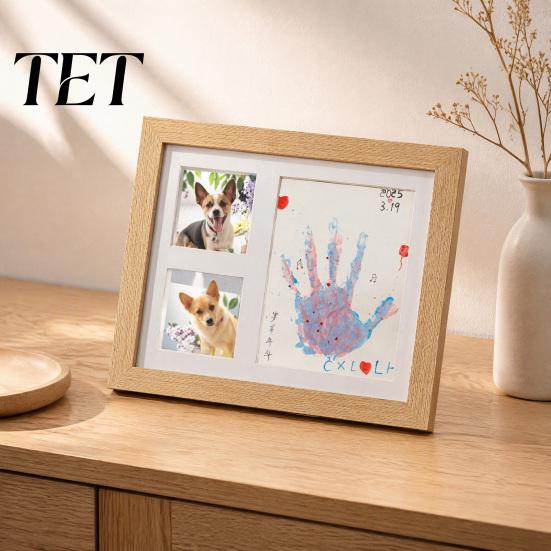 Pet Remembrance Gift Paw Print Commemorative Photo Frame, Dog And Cat Memory Keepsake Display, Picture Frame DIY Ink Pad Soft Space Mud Set for Owners