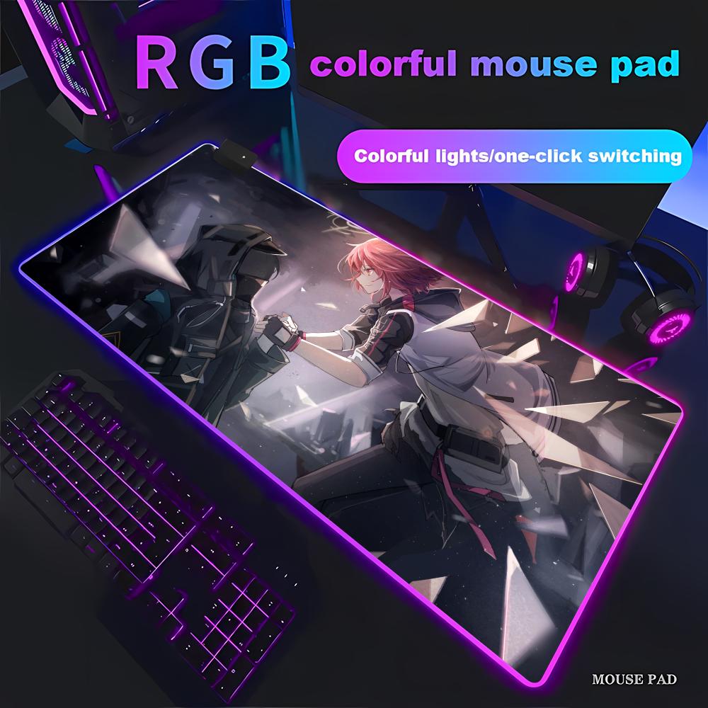 Arknights Gabinete Коврик для мыши RGB Игровой коврик для мыши HD Игровой Большой светодиодная подсветка XXL Коврики для мыши ПК Компьютерный коврик Нескользящий