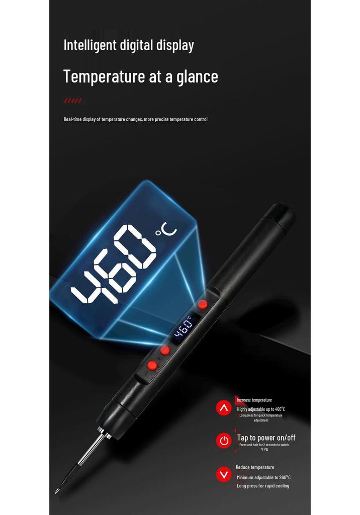 Портативный USB Беспроводной Паяльник на Литий-ионном Аккумуляторе - Компактный и Удобный Инструмент для Ремонта