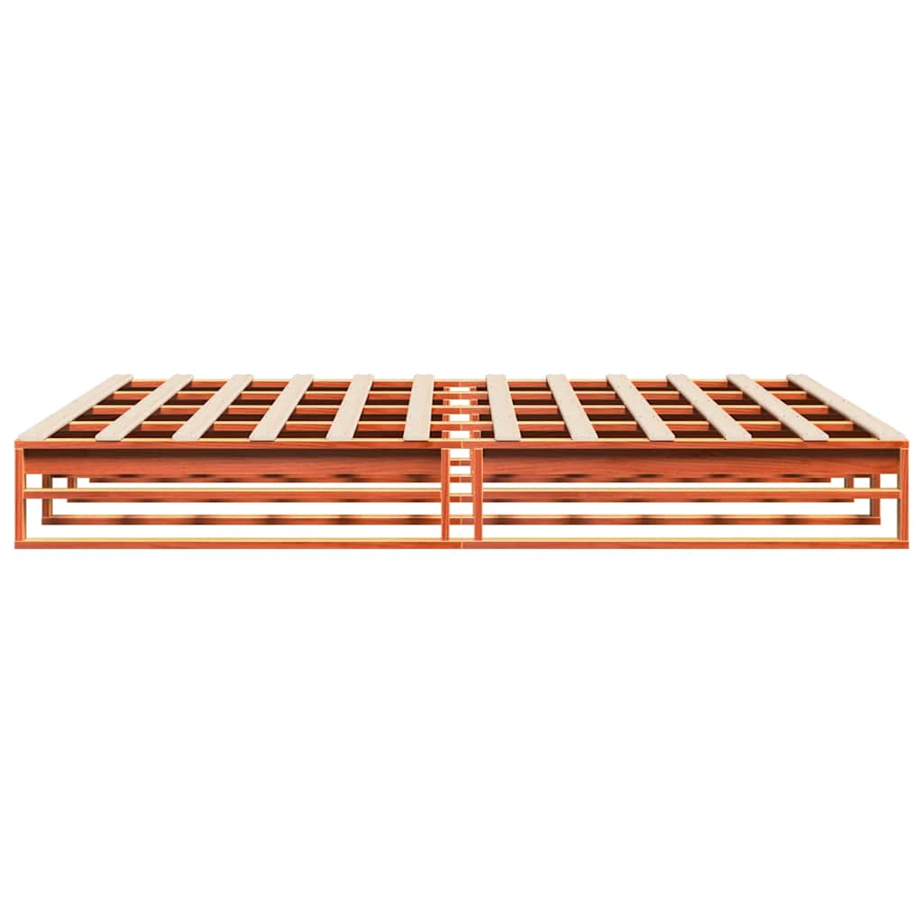 Solid Wood Bed without Mattress Wax Brown 200x200 cm Pine Wood