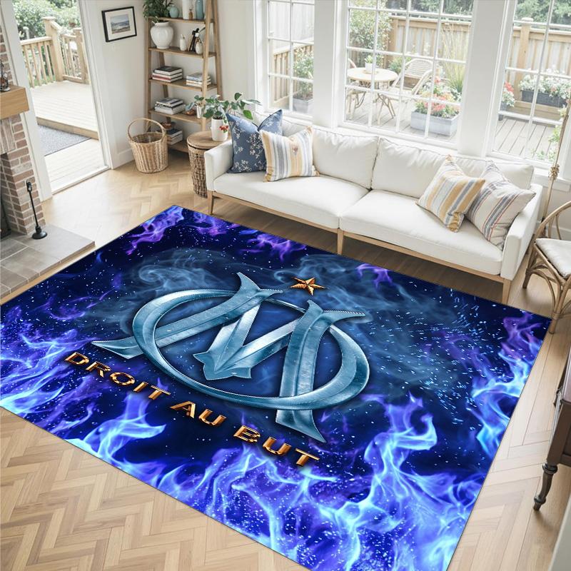 Olympique Lyonnais FC Design Crystal Velvet Carpet Cozy Non?Slip Printed Rug For Bedroom Living Room Entrance
