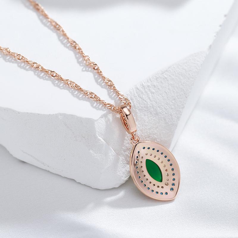 Двойной белый циркон, бирюзовый овальный кулон, изумрудно-зеленый циркон, ожерелье золотого цвета, женские роскошные этнические украшения, аксессуары для вечеринок