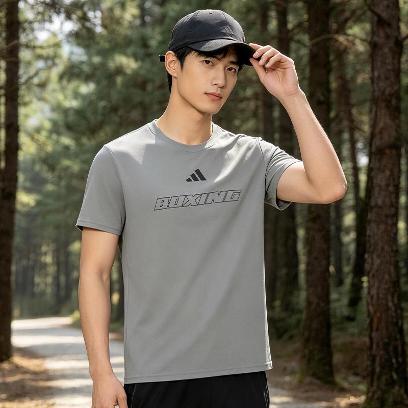 Men's Adidas T-Shirts Men's Gray Crew Neck Thin