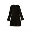 Fall and Winter New Arrival Base Sweater Dress Women's Sunken Stripe Textured round Neck Long Sleeves Silm Knitting Dress 1191539