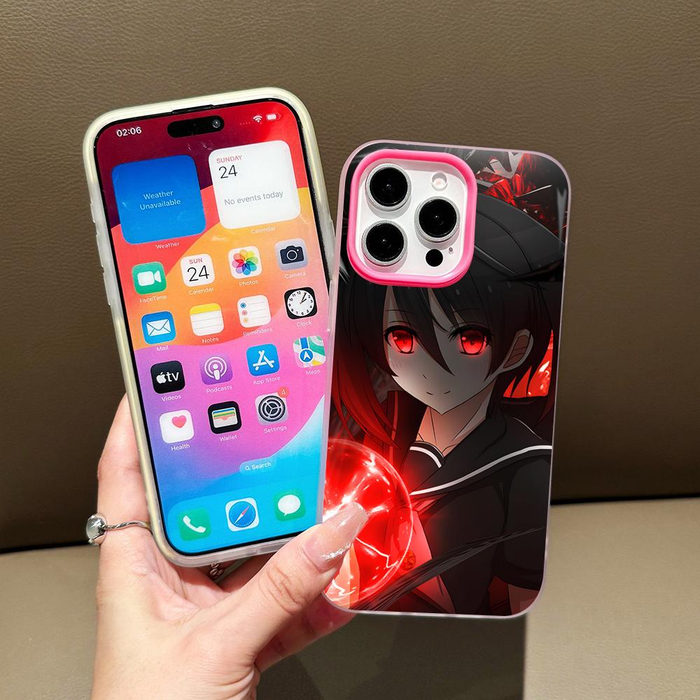 Akame Kurome Гелевый Двухслойный Розово-Красный Чехол для Мобильного Телефона для iPhone 17 16 15 14 13 12 11 Air Pro Max Plus Защитный