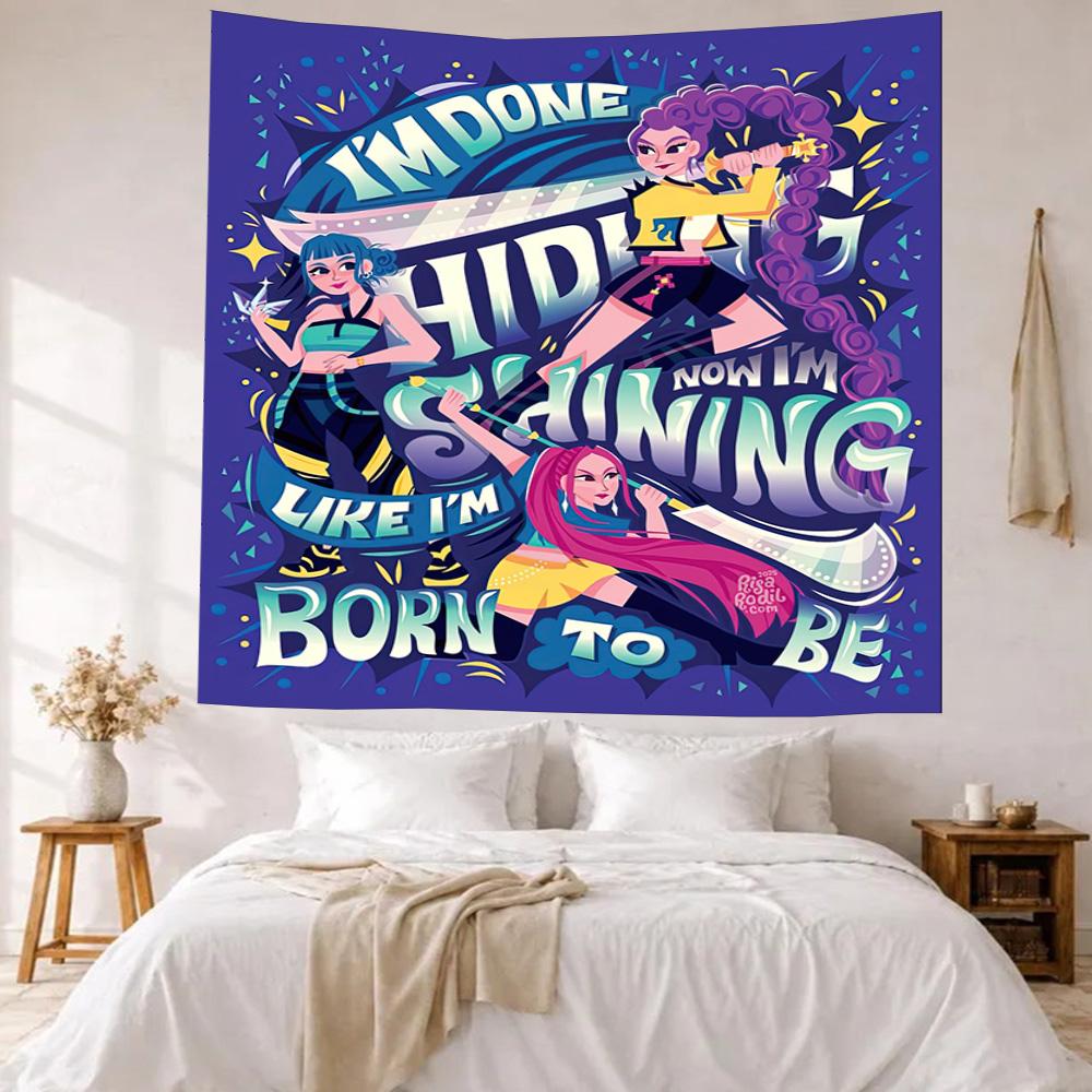 Demon Hunter Girls Wall Decor Tapestry Art For Pet Memorial Birthdaywedding Party Backdrop Family Gift