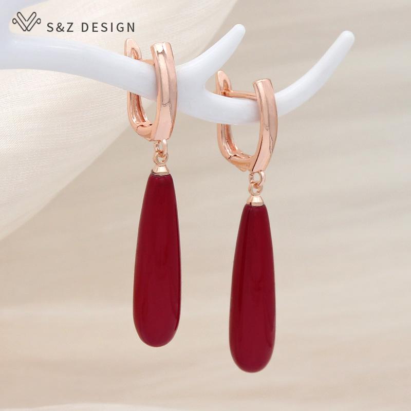 Fashion Elegant Long Water Drop Dangle Earrings For Women Girl Wedding Party Rose Gold Color Jewelry