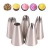 MOCOXYKLXY 5-Piece Stainless Steel Pastry Tips, Round and Flower Shape, for Cake Decorations, Cream Puffs, Cookies, and Cakes