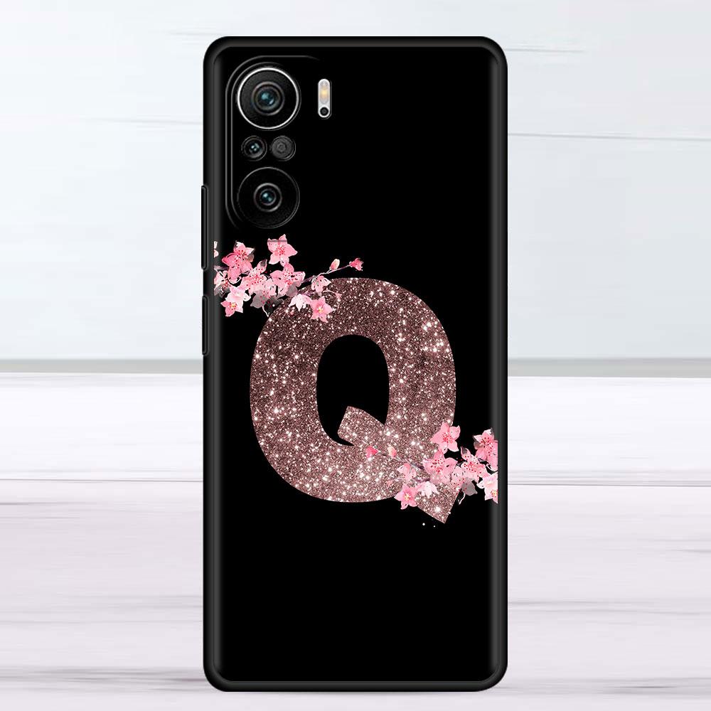 Розовый модный чехол с цветочной буквой MN для Xiaomi Redmi Note 11 10 Pro 12 9S 9 8 9C 9A K40 10C 8T 9T, силиконовый чехол для телефона