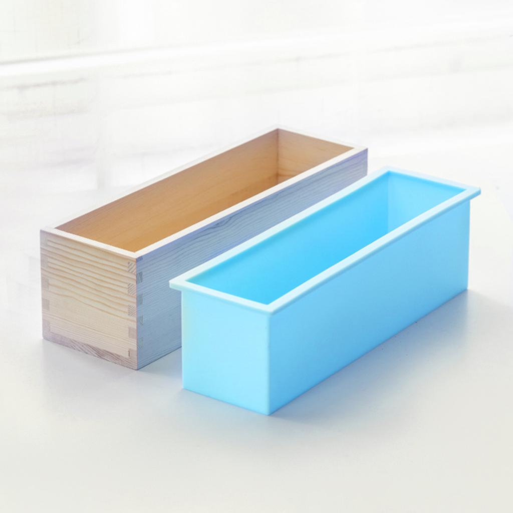 Силиконовая форма для мыла Leeseph, инструменты для самостоятельного изготовления мыла - гибкая прямоугольная форма для буханки поставляется с деревянной коробкой и деревянной крышкой