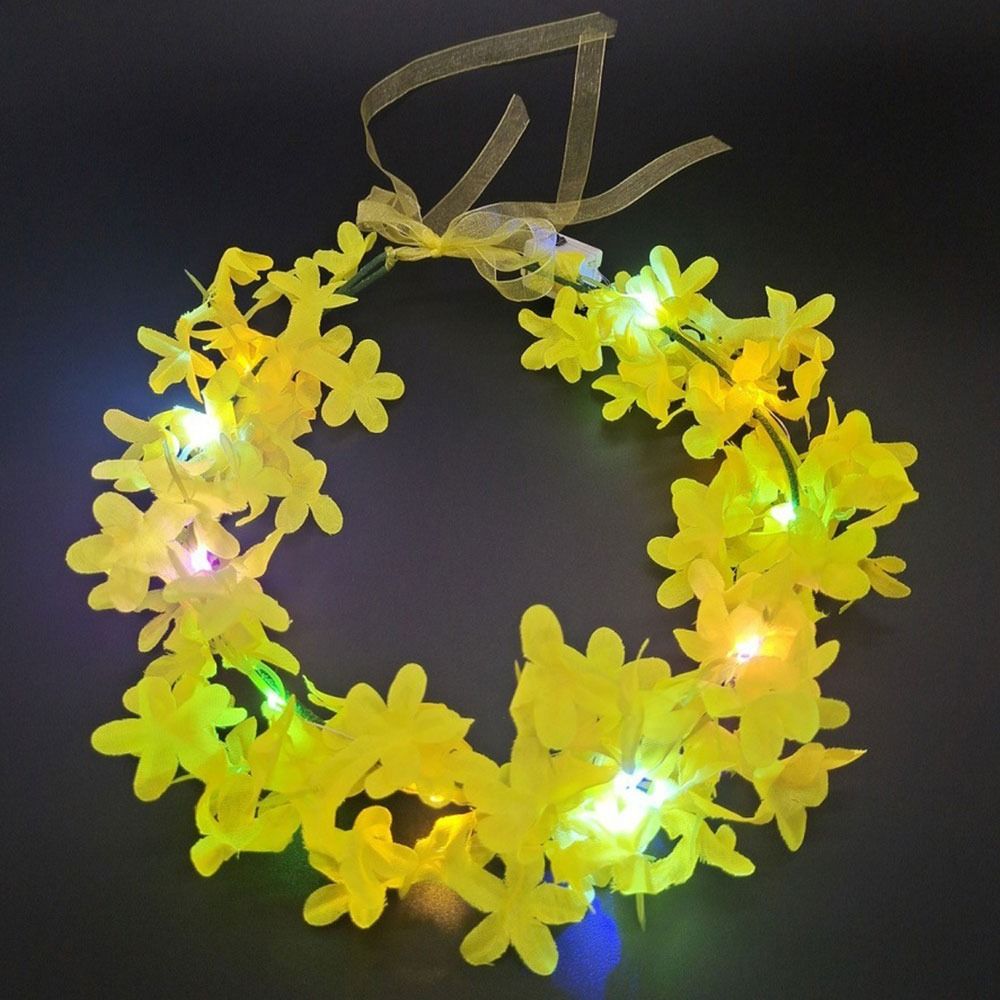 Women Girls Light Up Headband Christmas Party Decoration Halloween Crown Flower Glowing LED Wreath