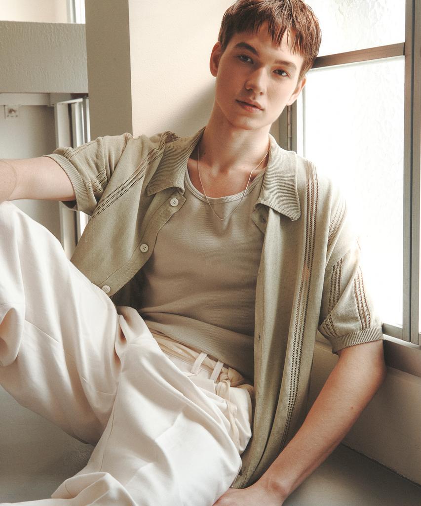 KNITTED Linen Sci-Fi Knit Shirt Sage Green