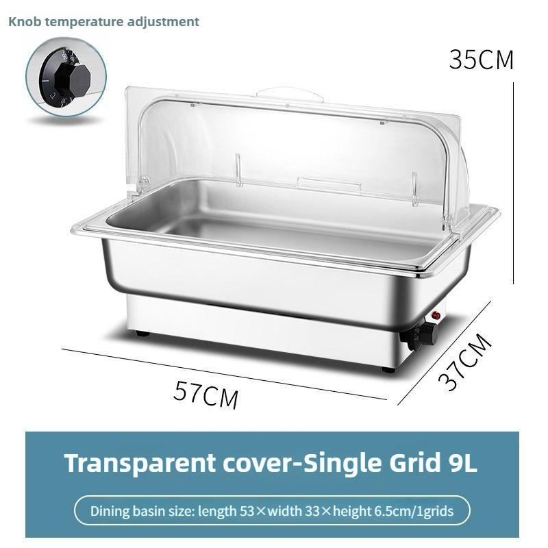 Electric Chafing Dish Adjustable Temp Roll Top Food Warmer Temp Display Catering Buffet Stove Stainless Steel Buffet Servers