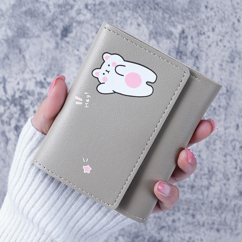 Women Short Cute Small Wallets Student Triple Fold Card Holder Girl Id Bag Card Holder Coin Purse Ladies Wallets Cartoon Bags
