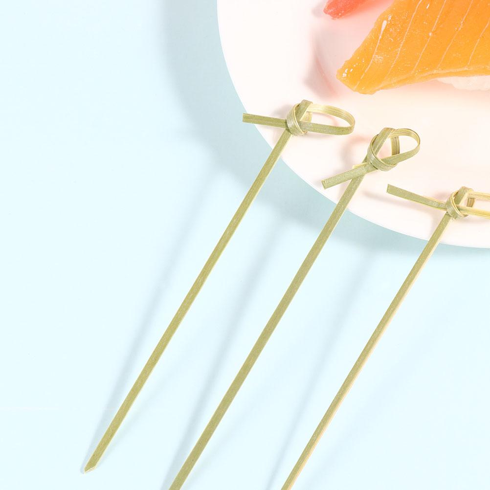 200 Pcs Cocktail Sign Exquisite Food Decoration Picks Sticks Bamboo Knot Fine Mini Fruit Fork