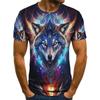 Summer Mens T-shirt 3d Print Digital Animal Wolf Graphic Tees Short Sleeves Comfortable Pullover Tops Men's Clothing T-shirt