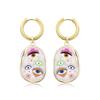 Trendy Colorful Eye Heart Star Pattern Stainless Steel Hoop Earrings Woman Vintage Geometric Enamel Gold Color Female Jewelry