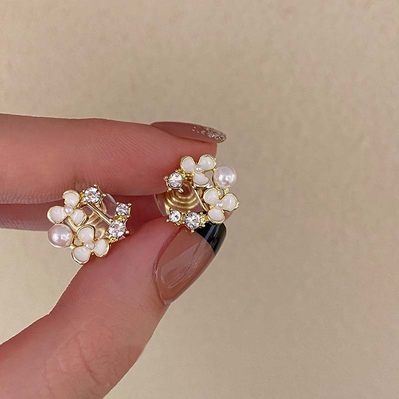Изысканный масляный капельный жемчужный цветок тип c клипса для ушей простые не прокалываемые ювелирные аксессуары женская бижутерия для вечеринки подарок