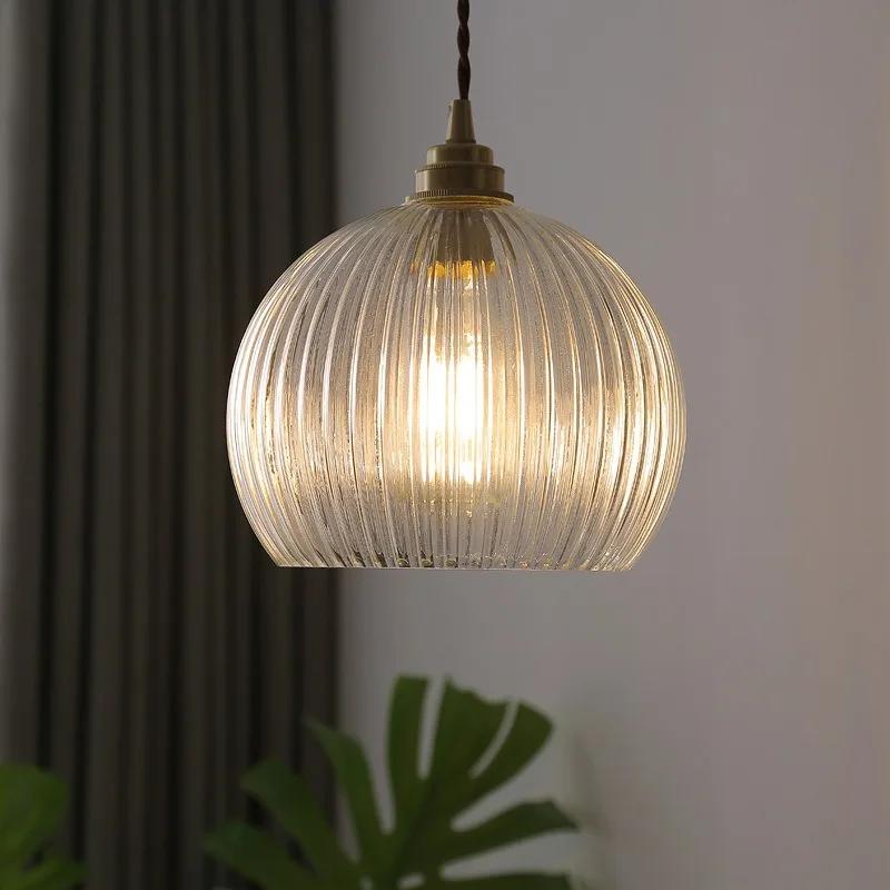 Ретро стеклянный подвесной светильник, медная люстра для столовой, кухни, спальни, домашнего декора, подвесные светильники, люстра