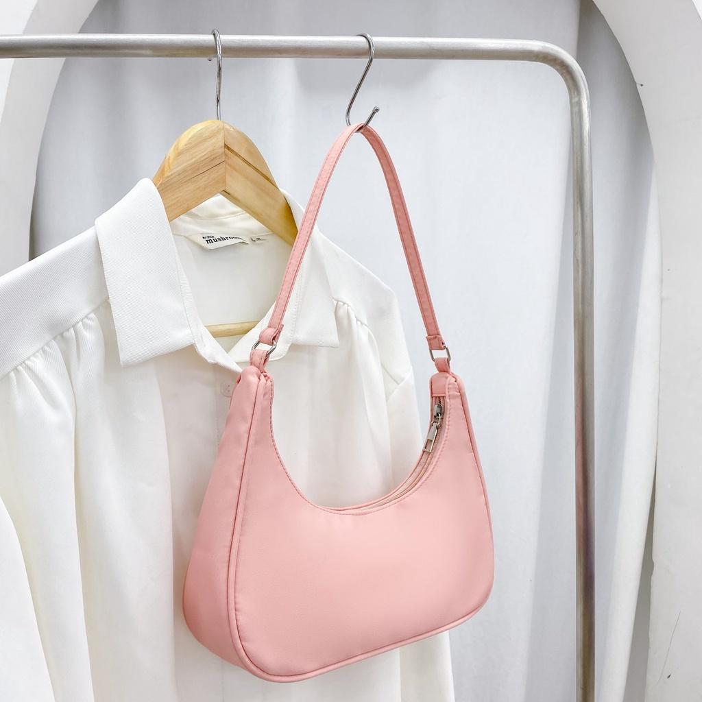 IELGY Женская модная сумка-пельмень, однотонная нейлоновая сумка через плечо подмышкой