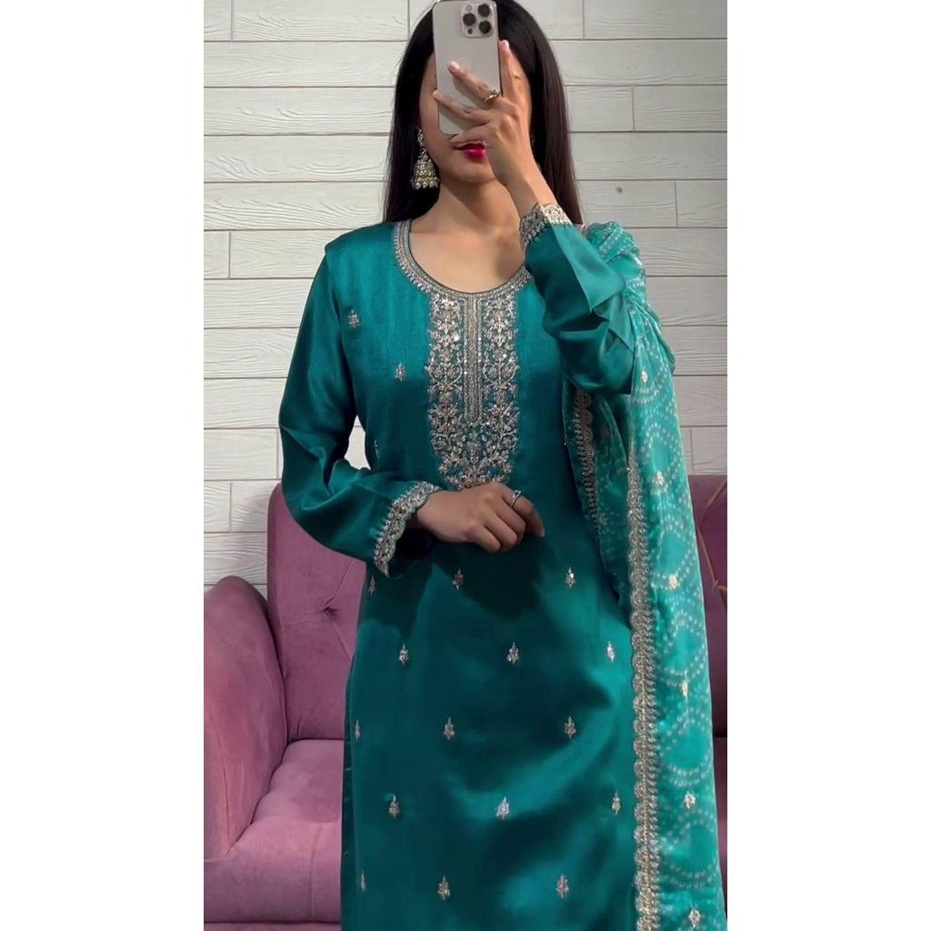 Новый обед дизайнерской серии вышитый рабочий топ и брюки с дупаттой