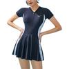 Fashion Slim Fit Short Sleeve Swim Dress Women Swimwear Black N2CA1341-09