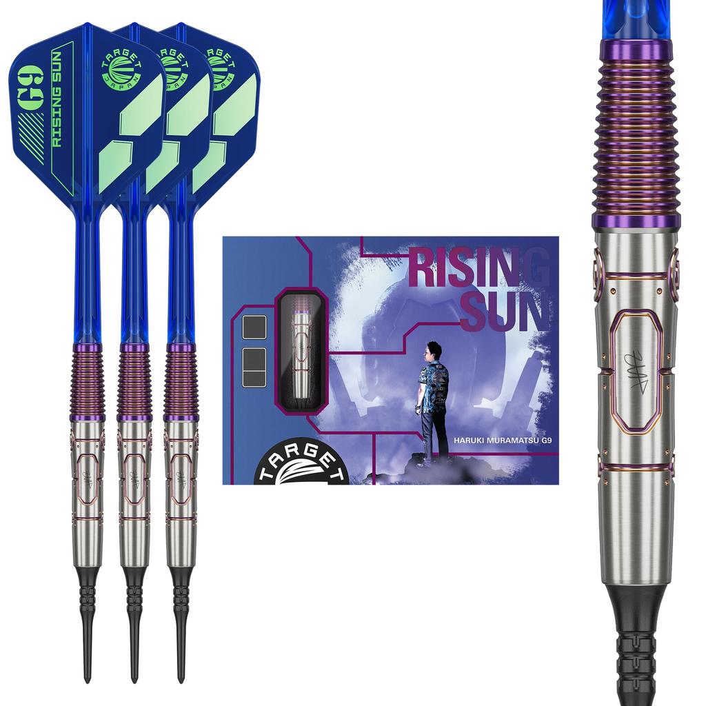 TARGET Rising Sun G9 Tungsten 2BA Soft Tip Darts 21.5g K-Flex Black Pixel