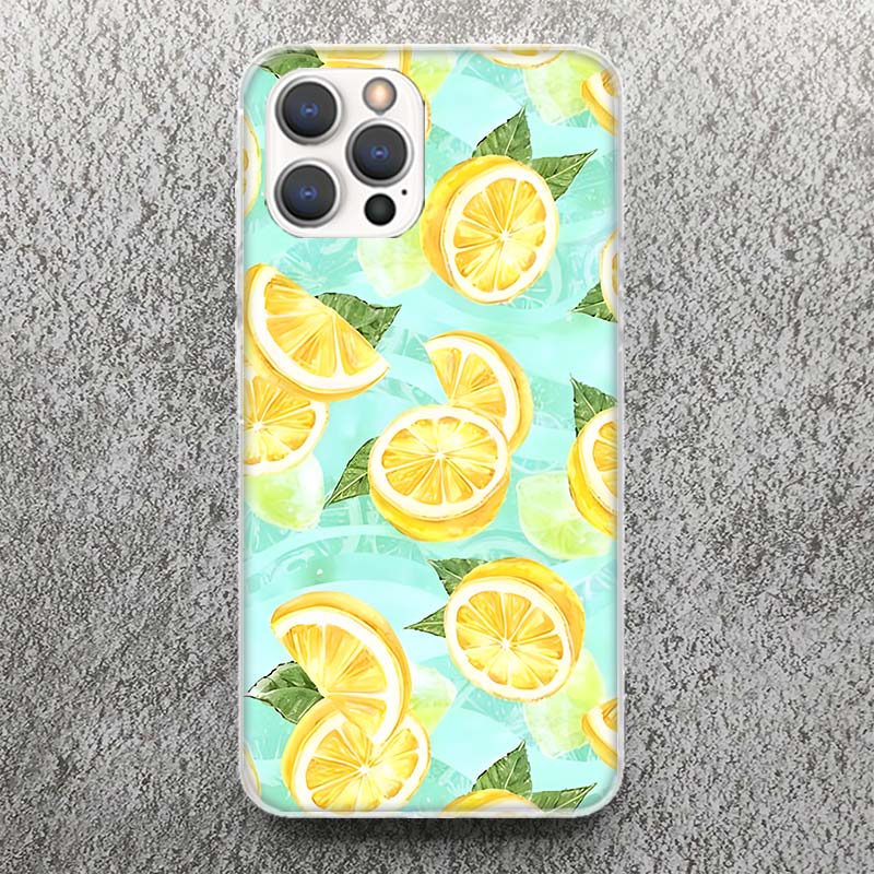 Летние Фрукты Лимонный Принт Мягкий Чехол для iPhone 17 Air 16 16E 15 14 Plus 13 Mini 12 11 Pro Max Оболочка Телефона SE 7 8 Чехол с Рисунком f