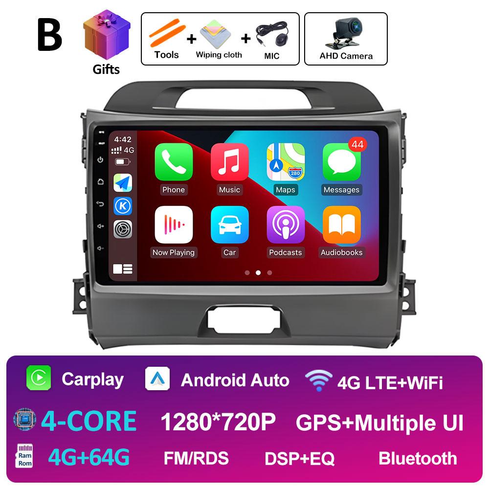 Автомагнитола для KIA Sportage 2010 2011 2012 2013 - 2016 Радиоплеер Интеллектуальная система Беспроводной Carplay Вентилятор охлаждения WIFI БЕЗ 2 din