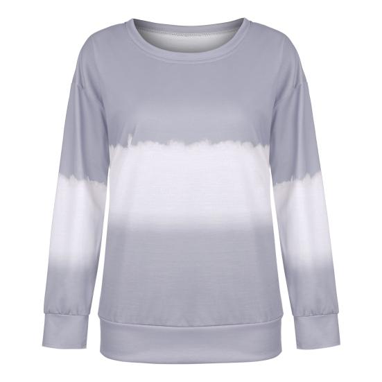 Женские топы свободного кроя весна-осень в стиле дорожных поездок футболка с принтом тай-дай градиентного цвета толстовка с круглым вырезом и длинными рукавами