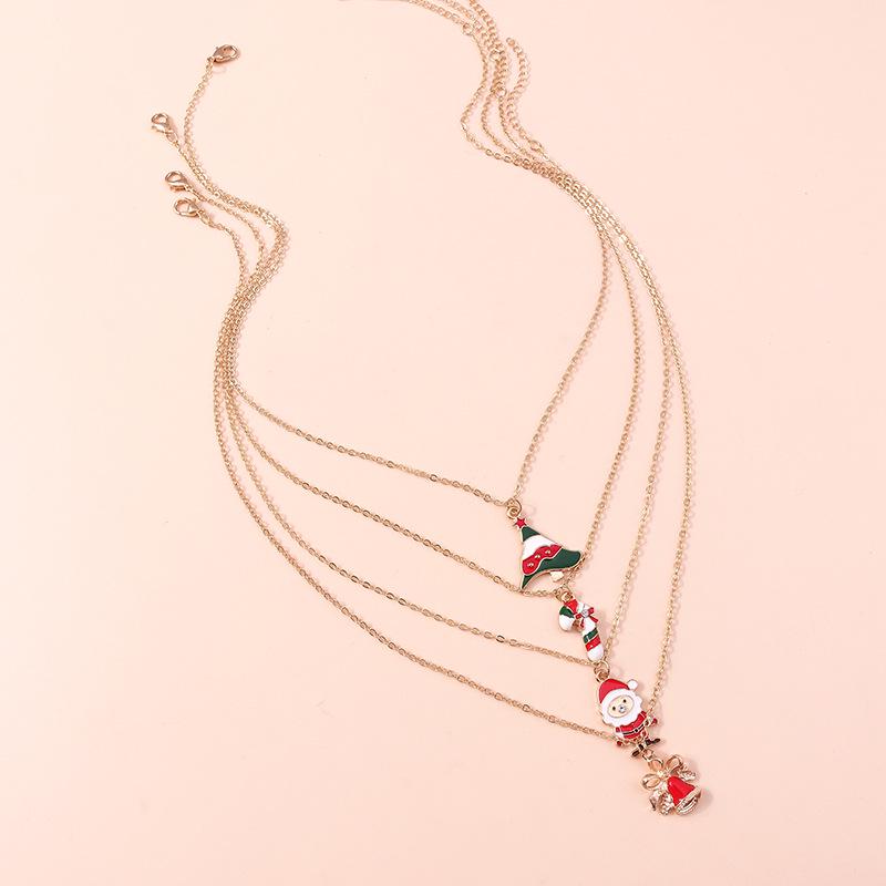 Европейский и американский рождественский набор ожерелий: Колокольчики, Дерево, Кулон в виде трости, Свитерная цепочка