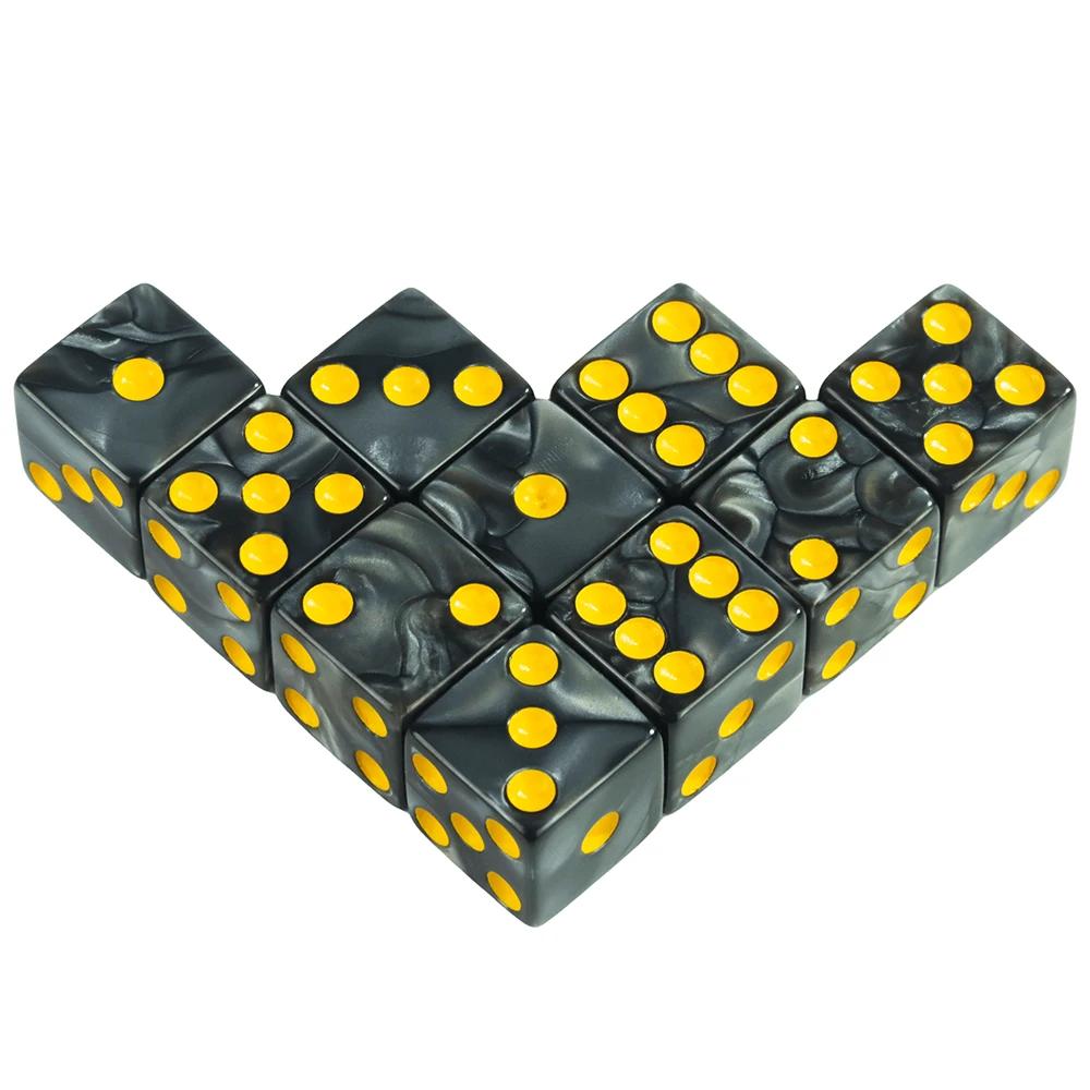 Шестигранные игровые кости 16 мм Мраморный акрил D6 Набор кубиков для DND, RPG, Настольной игры или Обучения математике, Кости с эффектом авантюрина