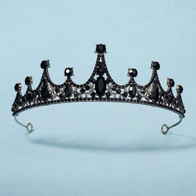 Черный большой горный хрусталь кристалл горный хрусталь вечеринка свадьба украшения для волос аксессуары день рождения диадемы Хэллоуин корона женщины