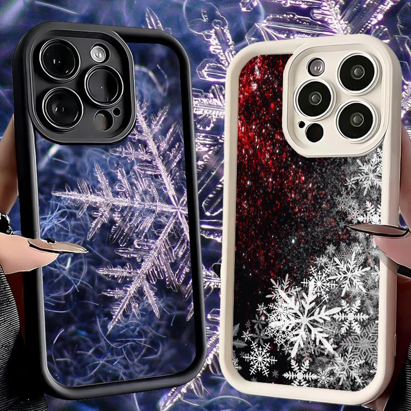 Чехол для телефона Зимняя снежинка для iPhone 16 17 Air 16E 15 Pro Max 14 Plus 13 12 Mini Capa Мягкий силиконовый чехол Funda