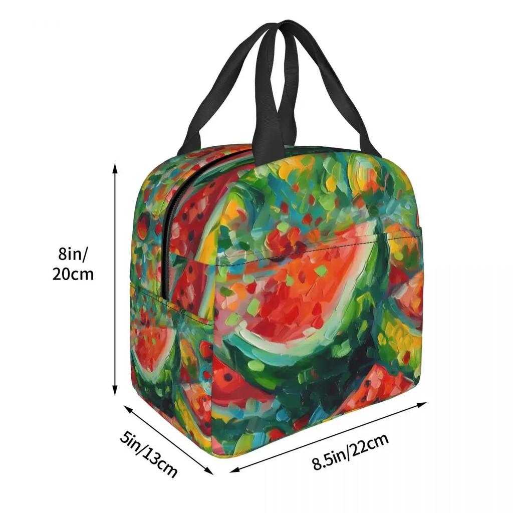 Oil Painting Portable Lunch Bag Fruit Watermelon Ice Cooler Pack Insulation Picnic Food Storage Bags