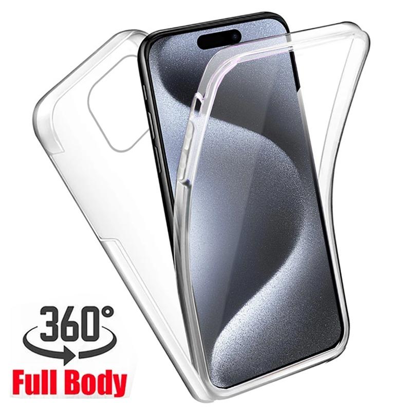 Чехол для iPhone 15 Pro Max 360, противоударный защитный чехол из ПК + ТПУ, чехлы для телефонов для iPhone 15 Pro Max 15Pro 15ProMax, мягкий силиконовый чехол