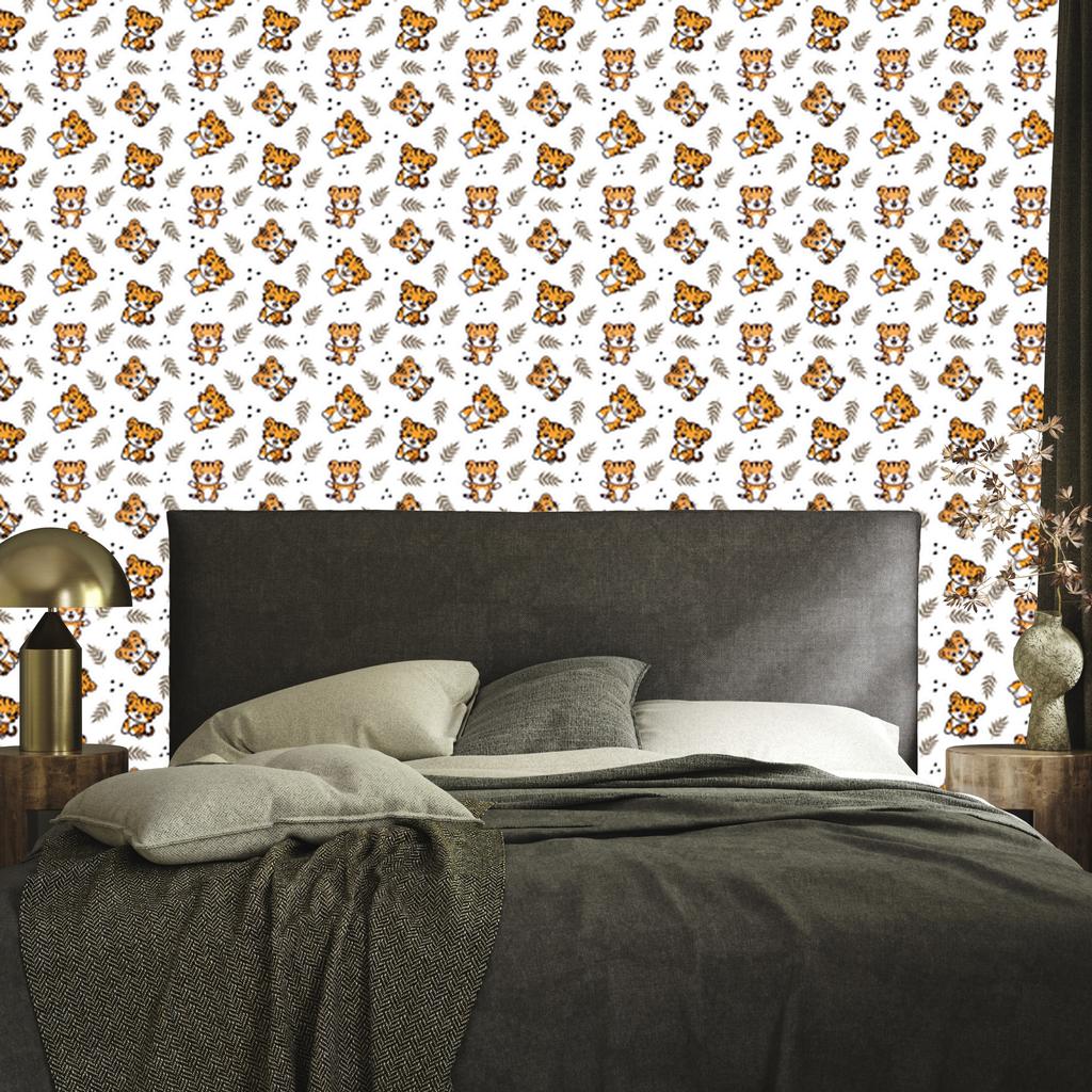 Animal Wallpaper White, Light Gray and Beige for Living Room and Bedroom 50x1000