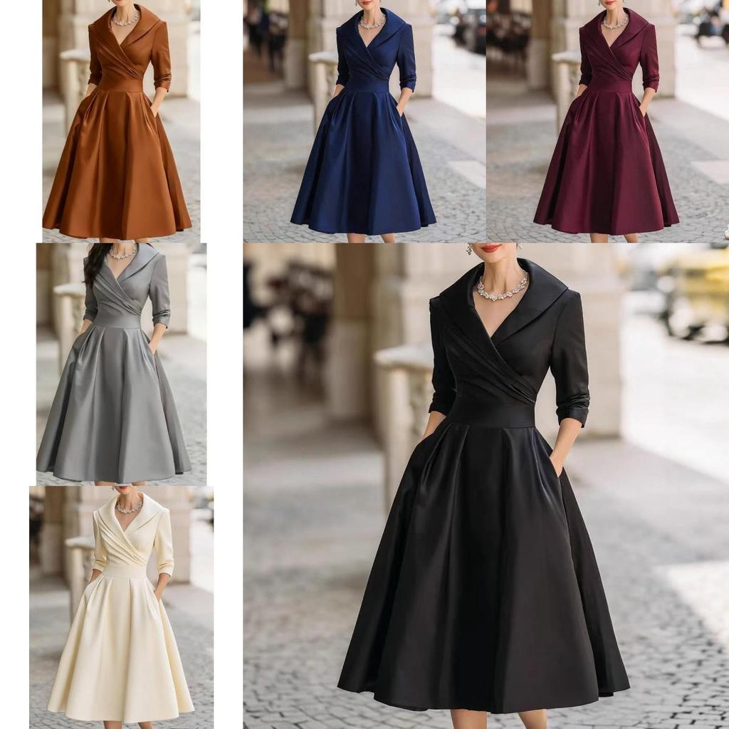 Elegant Satin Long Sleeve Dress With High Waist For Business And Street Style Women