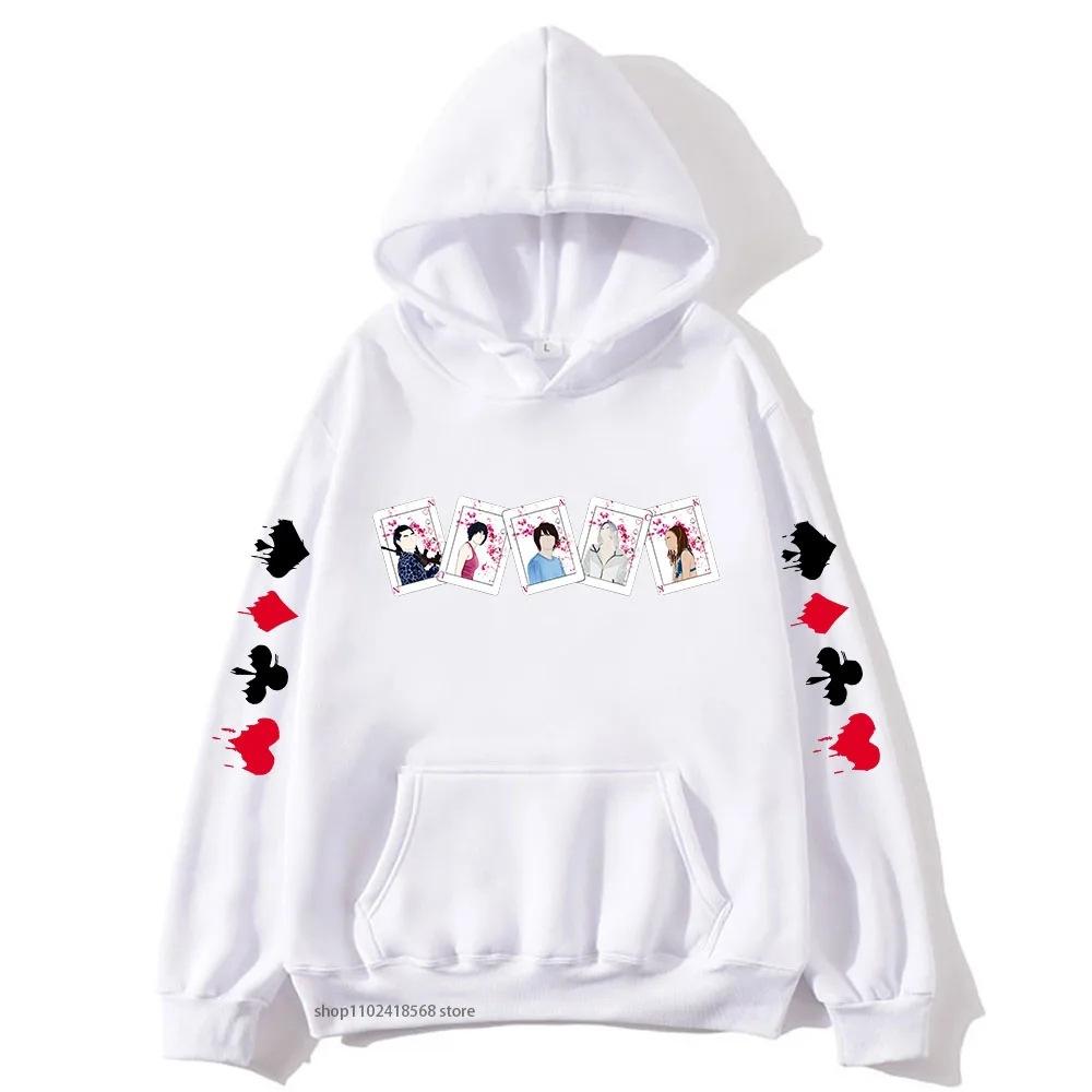 Толстовки Алиса в Пограничье для мужчин женщин Персонажи Карты Осень Зима Флис Уличная одежда