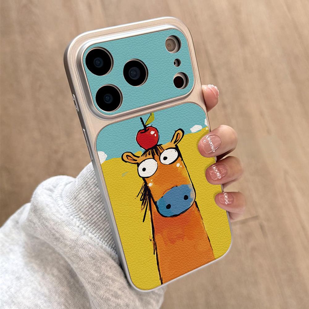 Применимо к чехлу для мобильного телефона iPhone17promax, противоударный чехол Corning, Apple 16 мужской и женский всесторонний 15 нарисованный пони.