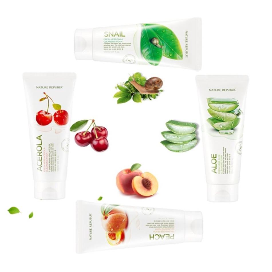 Nature Republic Очищающая пенка со свежими травами 170 мл (Ацерола, Улитка, Алоэ, Смола)